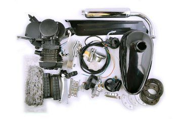 Двигатель велосипедний 80cc (мех. сиртер, бак, ручка гасу, сірка, ланцюг, чорний) D-527 фото