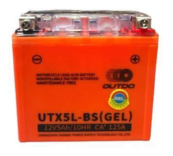 АКБ YTX5L-BS 12V5A (GEL) низкий оранж OUTDO 113*70*107 АХ -- 3104 фото