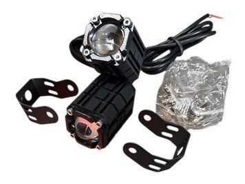 Фара LED 18 REC біла із жовтим + стробоскоп 1 лінза 13,5*13*50мм 9-60V.10W 2000LM 6000/3000k 2 шт. АХ -- 3314 фото